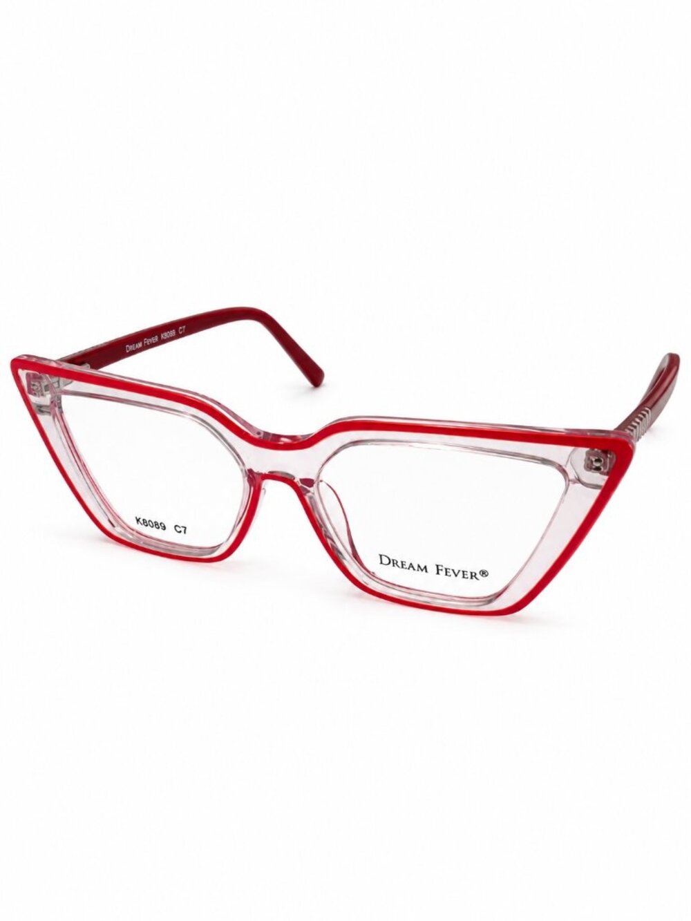 Dream Fever K8089 C7 Red/Clear Eyeglass Frames 53-17-142